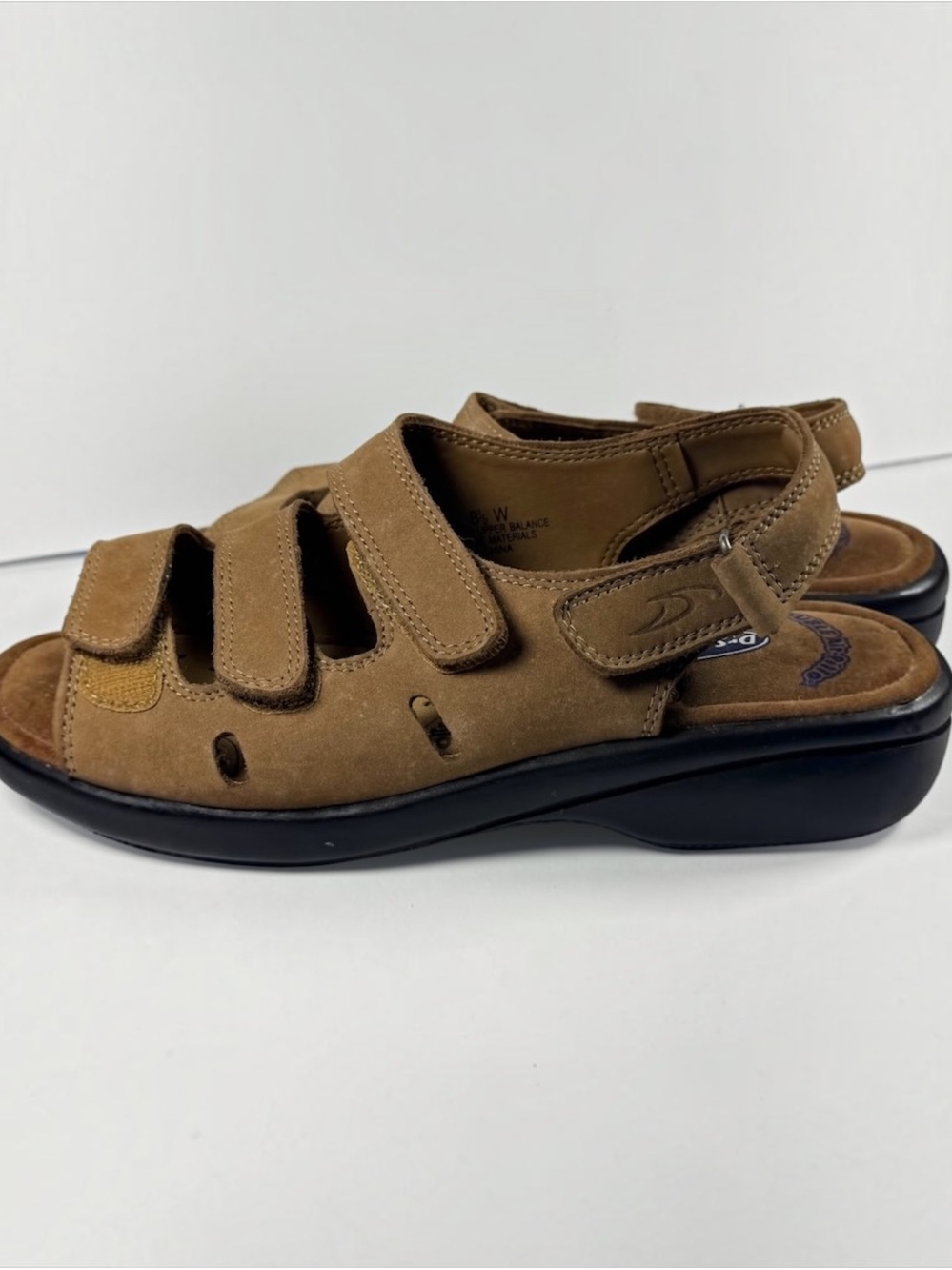 Dr. Scholl's Holly Brown Leather Triple Strap Sandals Women's Size 8.5 NWOT